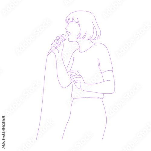 singing woman lineart illustration