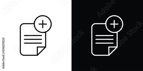 Add document icon in black. flat graphic vector icon