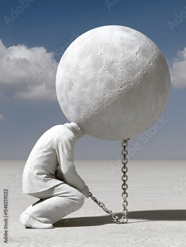 Burden of the Moon – Surreal Digital Concept Art on Emotional Gravity