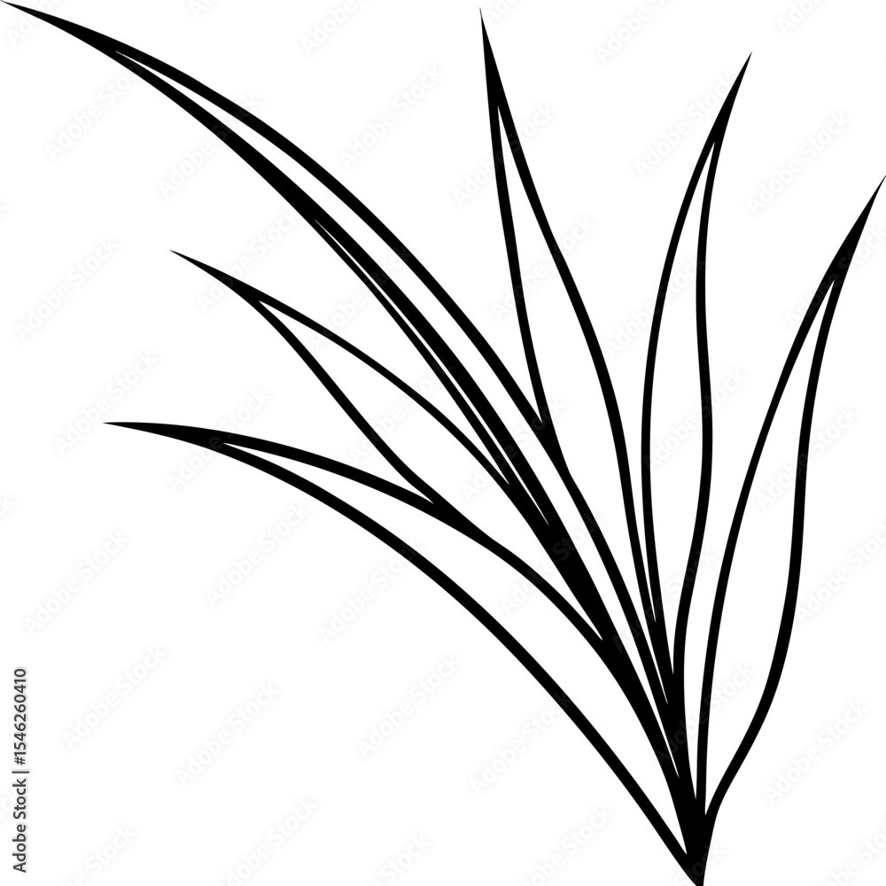 Fototapeta premium Grass Tuft Line Illustration