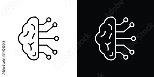 AI brain icon in black. flat graphic vector icon