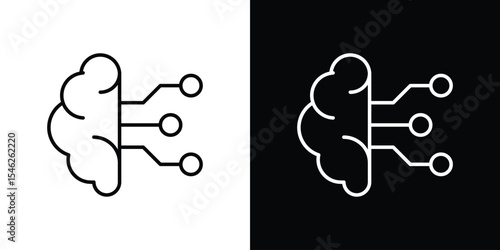 AI brain icon in black. flat graphic vector icon