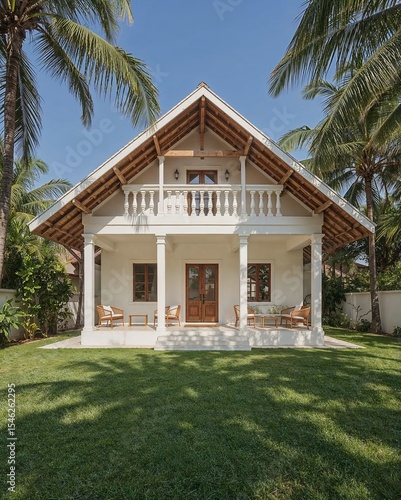 Front view of a Filipino bahay na bato that fuses ancient architecture with minimalism designed in a light coconut white theme