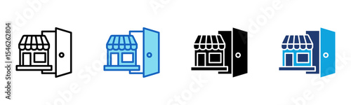 Market Entry icon Multi Style Vector Illustration 