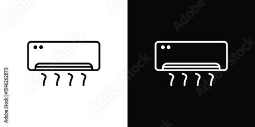 Air conditioner icon in black. flat graphic vector icon