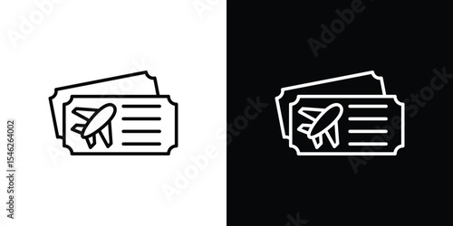 Airline ticket icon in black. flat graphic vector icon