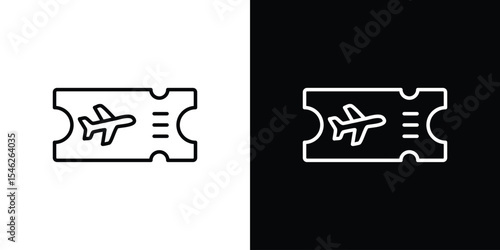 Airline ticket icon in black. flat graphic vector icon