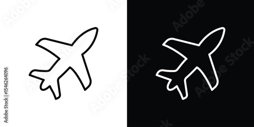 Airplane icon in black. flat graphic vector icon