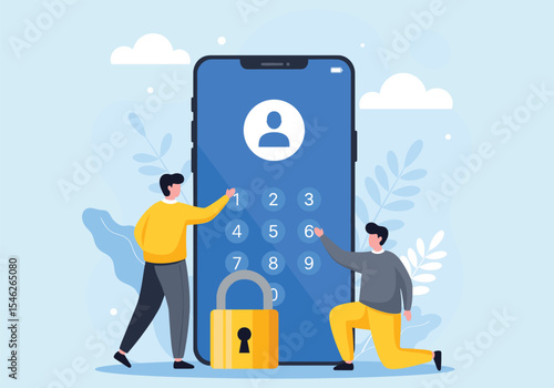 Secure Mobile Login: Users Protecting Personal Data with Password and Lock on Smartphone Interface