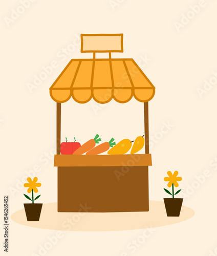 Colorful stalls at summer market