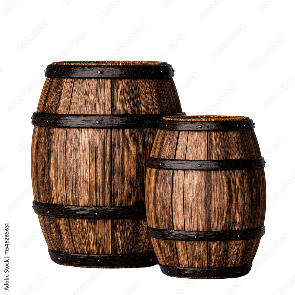 Obraz premium Crafting wooden barrels for aging spirits distillery workshop close-up