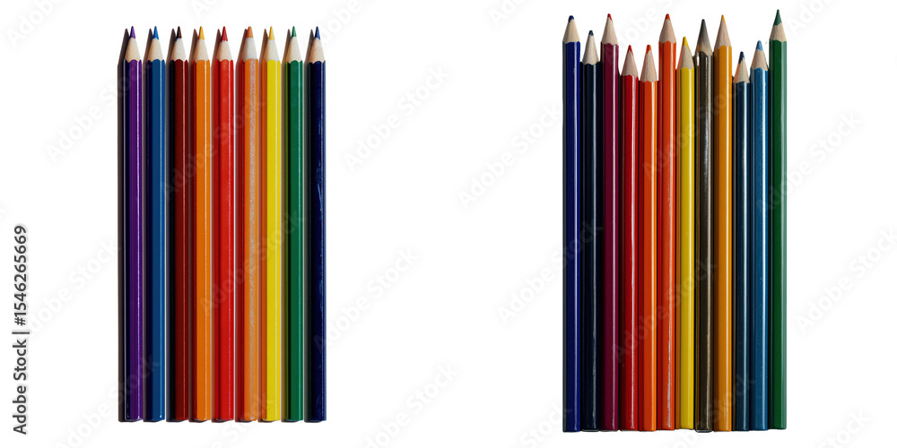 Obraz premium Colorful pencil arrangement studio photography bright top view