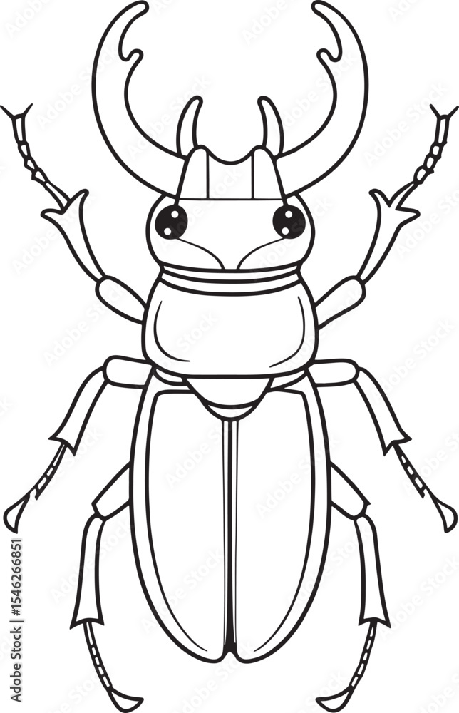 Fototapeta premium a large beetle with horns is shown in a black and white drawing style