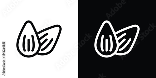 Almond icon in black. flat graphic vector icon