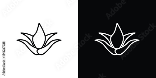 Aloe vera icon in black. flat graphic vector icon