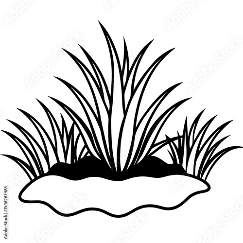 Line Art Grassy Isle Design