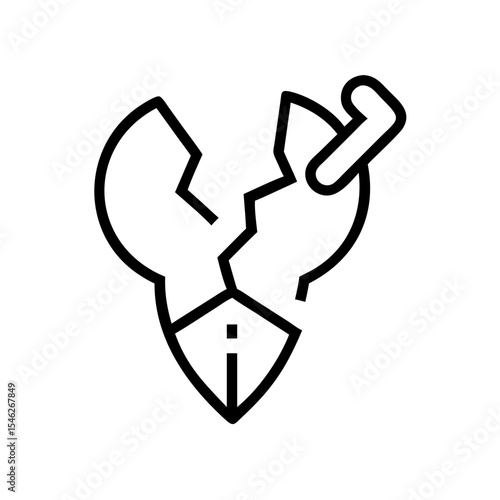 Broken heart-shaped icon with a distinct crack