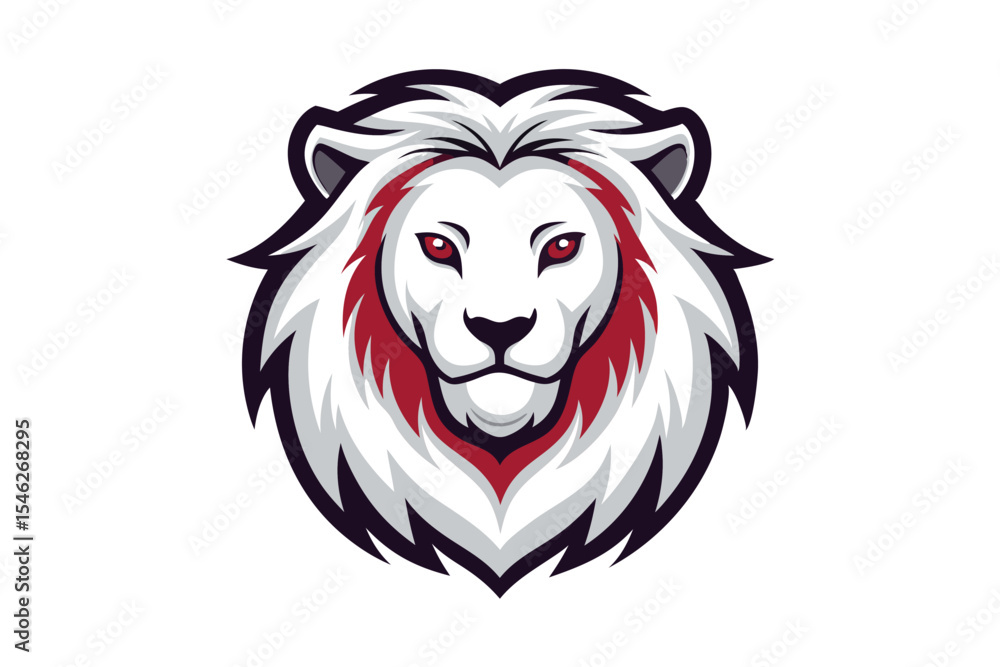 Obraz premium Fierce white lion with piercing red eyes shows strength and bold expression