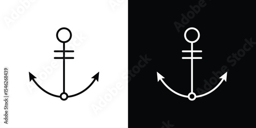 Anchor icon in black. flat graphic vector icon