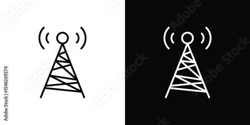 Antenna icon in black. flat graphic vector icon