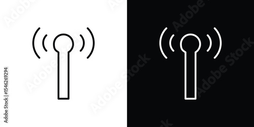 Antenna icon in black. flat graphic vector icon