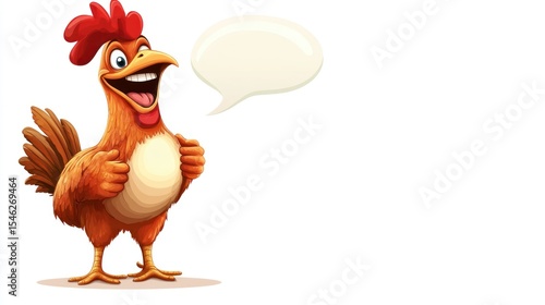 Cartoon chicken with speech bubble