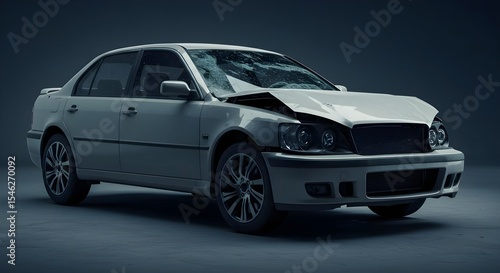 Car accident, Damaged car, Car crash, Damaged Car After Accident - Front View