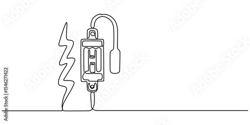 Electric fuse continuous one line drawing, Electric fuse icon Flat outline fill, Car electrical fuses isolated on white background object concept, Electric fuse icon Outline vector symbol. minimalist.