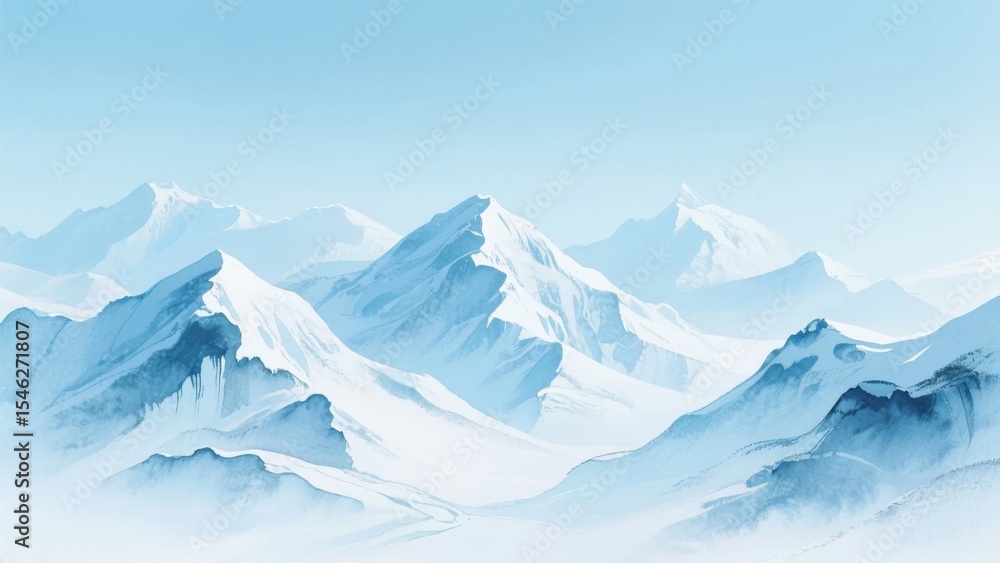 Obraz premium Snow-Capped Mountain Peaks Under a Clear Sky