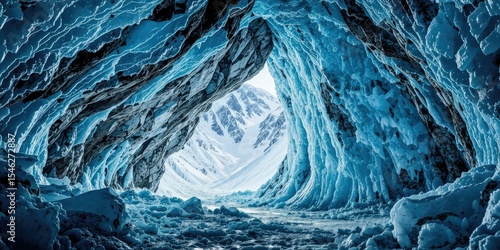 Majestic Ice Cave Entrance, Mont Blanc Glacier