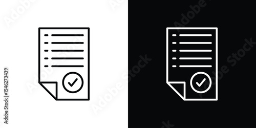 Approved document icon in black. flat graphic vector icon