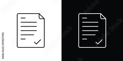 Approved document icon in black. flat graphic vector icon