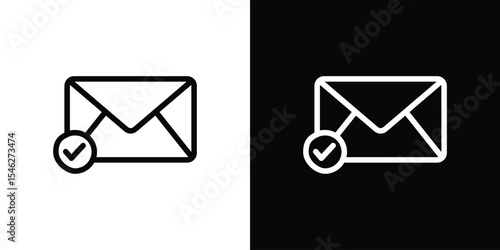 Approved message icon in black. flat graphic vector icon