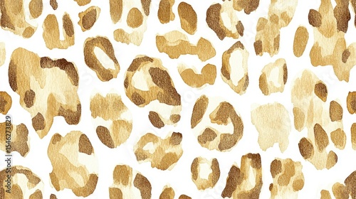 Watercolor leopard print pattern in gold and brown tones.