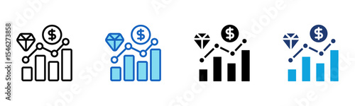 Market Value icon Multi Style Vector Illustration 