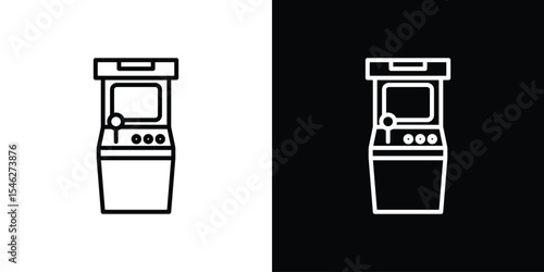 Arcade game machine icon in black. flat graphic vector icon