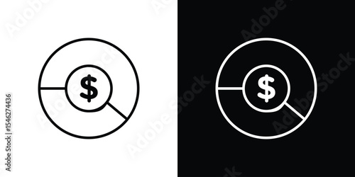 Asset allocation icon in black. flat graphic vector icon