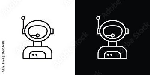 Astronaut user icon in black. flat graphic vector icon