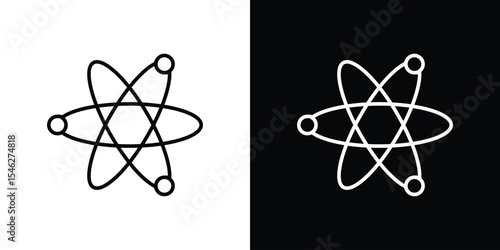 Atom icon in black. flat graphic vector icon