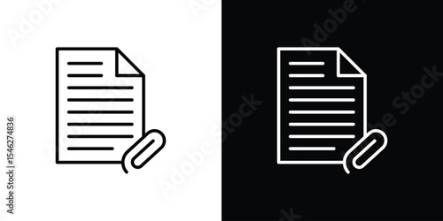 Attach document icon in black. flat graphic vector icon