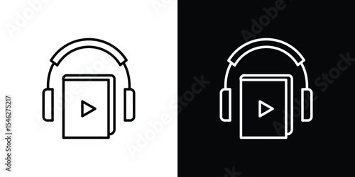 Audiobook icon in black. flat graphic vector icon