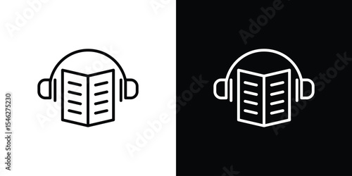 Audiobook icon in black. flat graphic vector icon