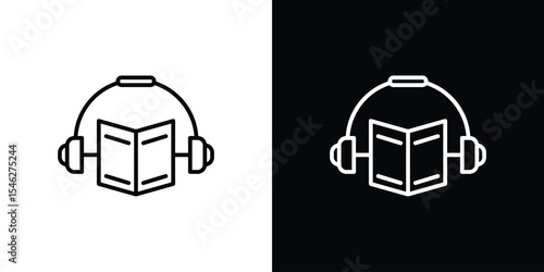 Audiobook icon in black. flat graphic vector icon