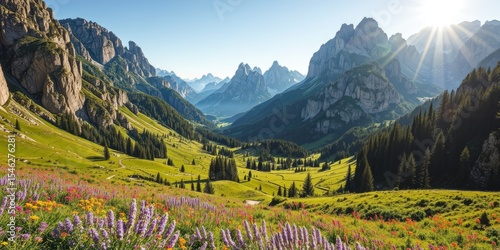 Sunny Italian Alps - Val Duron, Campitello di Fassa Scenic View
