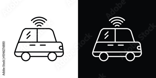 Autonomous car icon in black. flat graphic vector icon