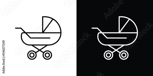 Baby carriage icon in black. flat graphic vector icon