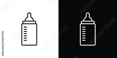 Baby milk bottle icon in black. flat graphic vector icon