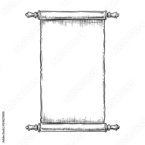 blank paper scroll vector line art hand drawn illustration