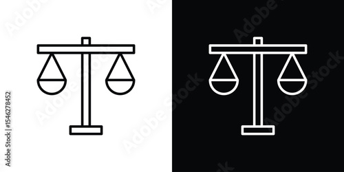Balance scale icon in black. flat graphic vector icon