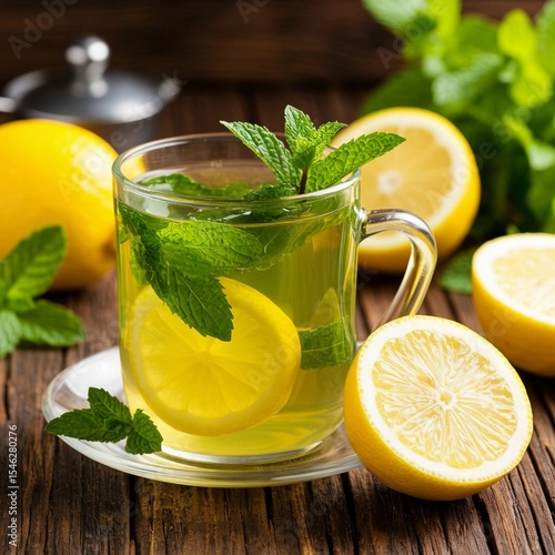 summer tea with mint and lemon